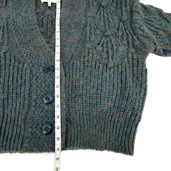 The GREAT. The Frond Montana Cardigan in Pine Needle Shimmer 1 | S - Picture 10 of 11